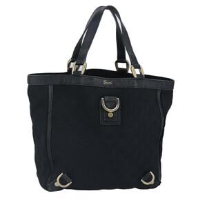 GUCCI GG Canvas Tote Bag Black Gold